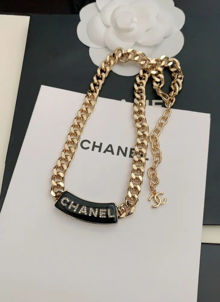 Chanel black brand necklace