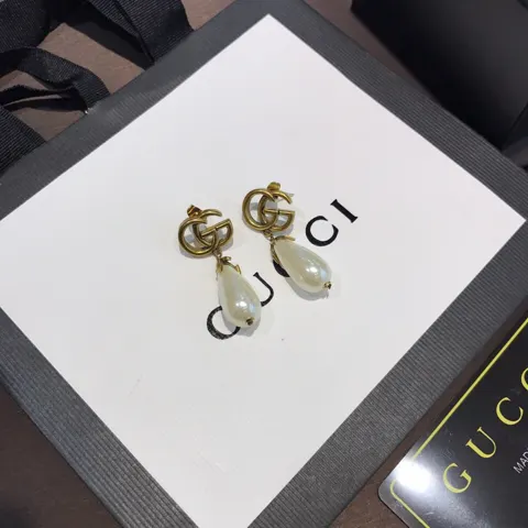 Gucci Pearl Double G Stud Earrings