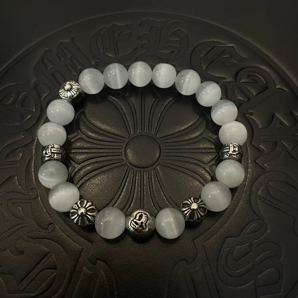 Chrome Hearts classic retro multi-element white cat’s eye bracelet