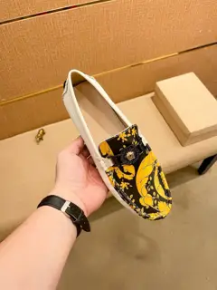 Versace upper with first-layer Italian colored cowhide + Versace brand metal buckle