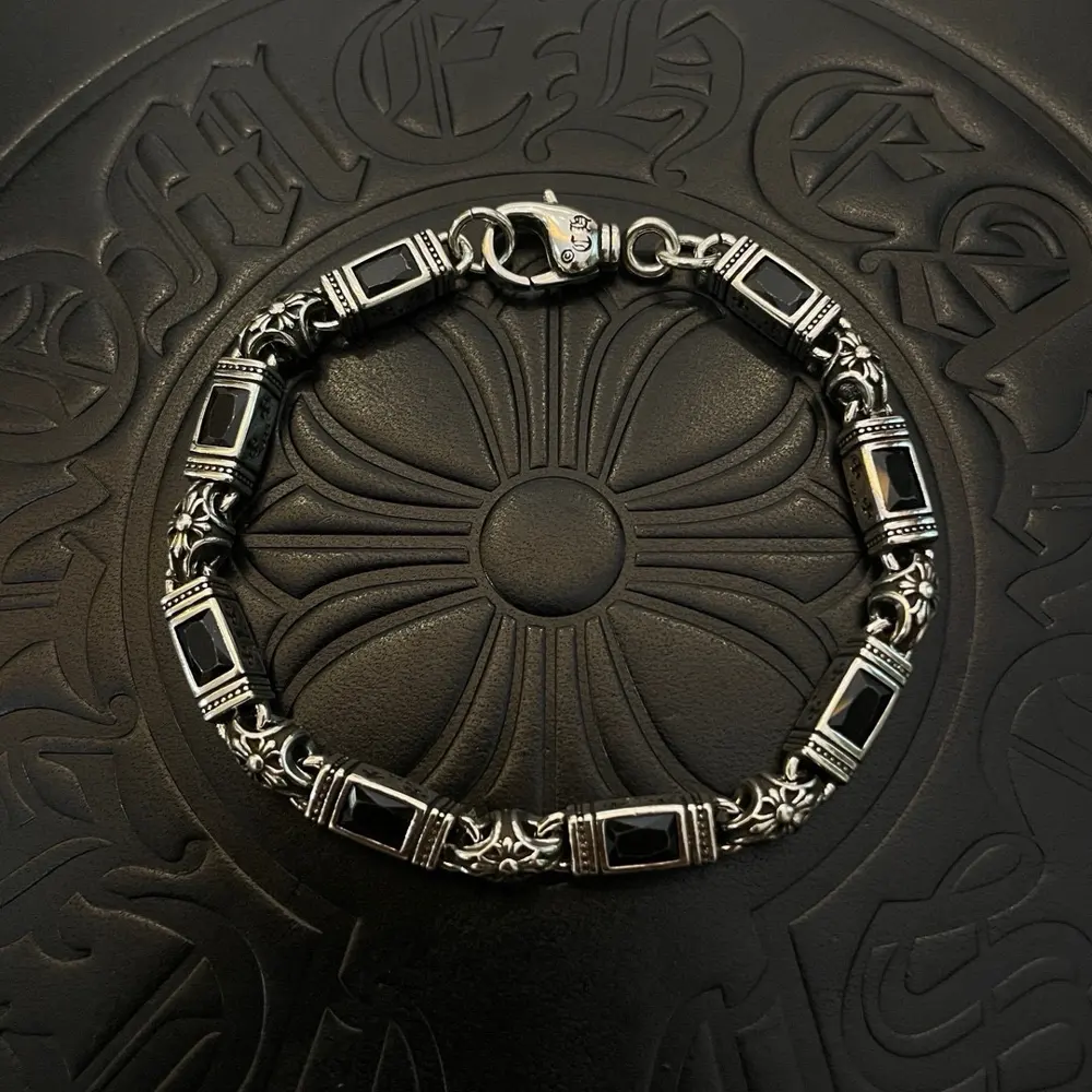 Chrome Hearts multi-element black diamond cross bracelet