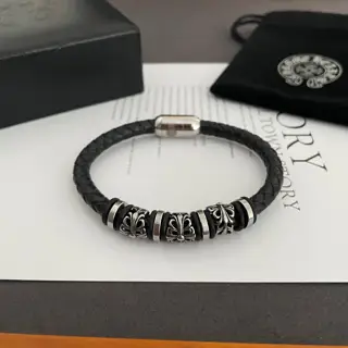 Chrome Hearts Classic Vintage Scout Flower Leather Cord Bracelet