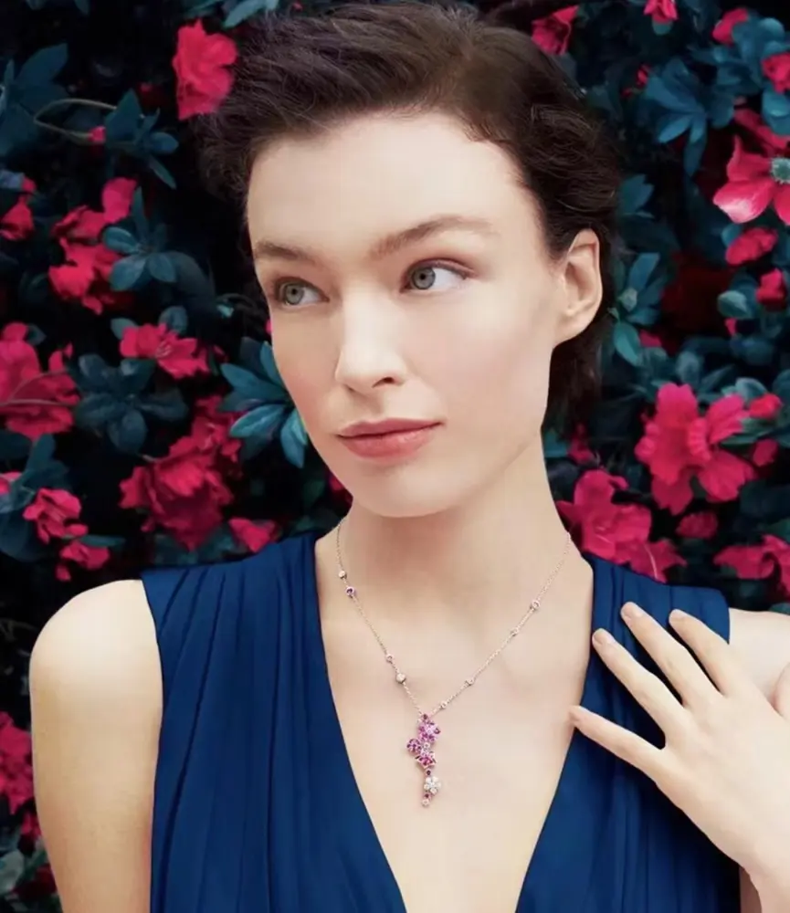 Van Cleef & Arpels Red Diamond Floral Necklace