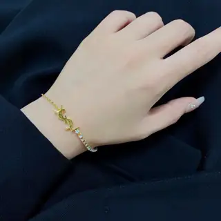 Yves Saint Laurent high quality half diamond bracelet with letters