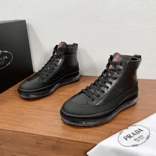 Prada men’s high-top air-cushioned lace-up wool sneakers shipped
