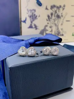 Apm monaco heart-shaped round zircon earrings for women silver earrings fashion jewelry