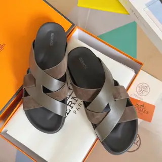 Hermès Kazimir series cross webbing waterproof platform sandals retro second uncle shoes H