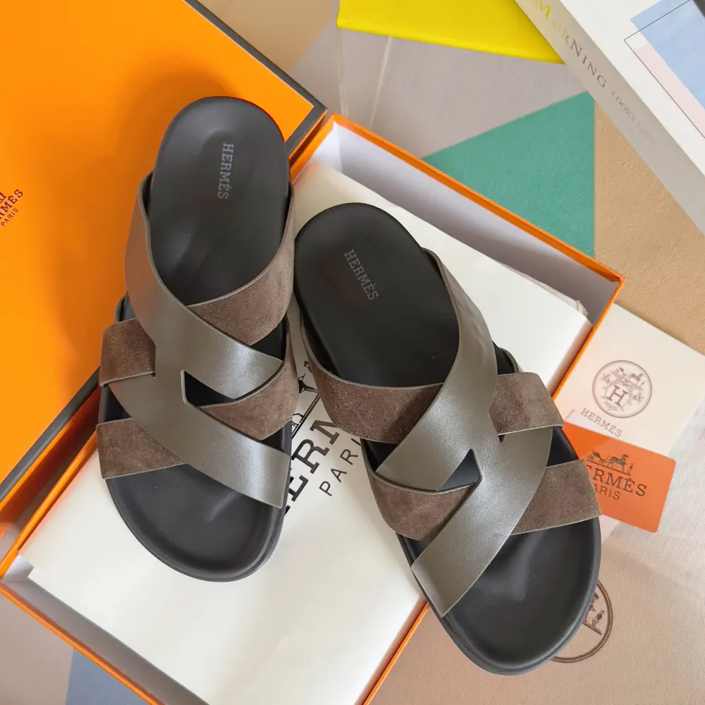Hermès Kazimir series cross webbing waterproof platform sandals retro second uncle shoes H