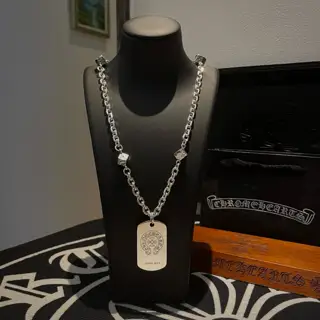 Chrome Hearts Classic Vintage Dice Necklace Cross Horseshoe Print Square Pendant