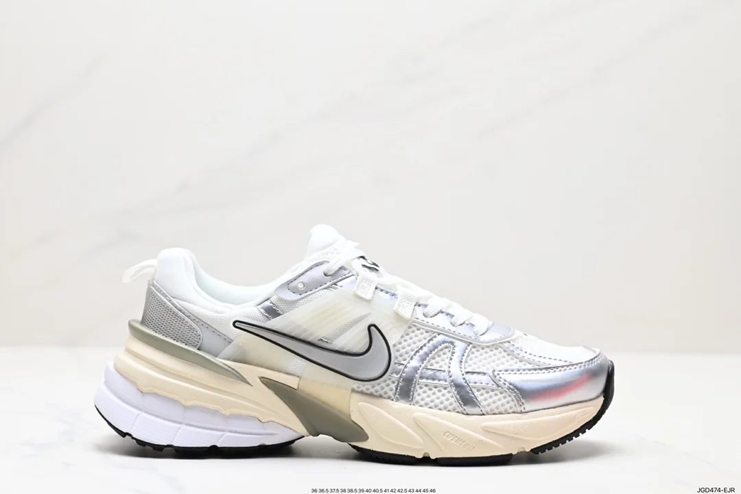 Nike V2K RUN running shoes retro style mesh breathable sports shoes Grey and silver FD0736