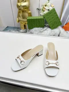 Gucci classic buckle round toe flat bottom thick heel slippers