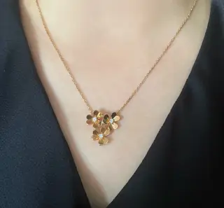 Van Cleef & Arpels Polished Gold Three-Flower Clover Necklace