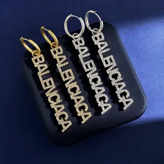 Balenciaga full diamond English letter long distressed vintage earrings