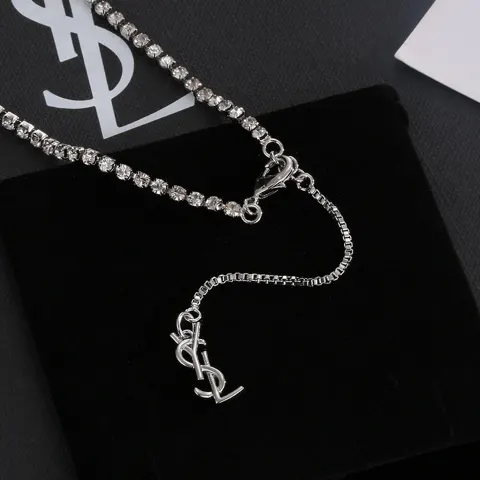 Yves Saint Laurent letter tassel full diamond necklace