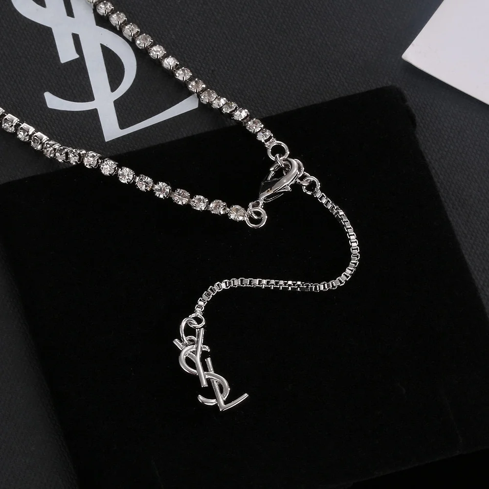 Yves Saint Laurent letter tassel full diamond necklace
