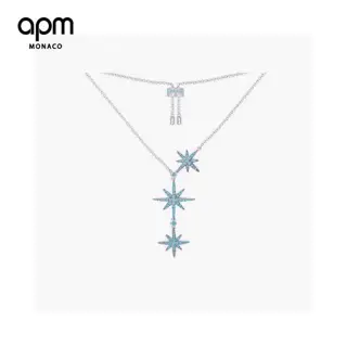 Apm monaco Lake Blue Three-Star Shooting Star Necklace Inspired by the starry sky in the