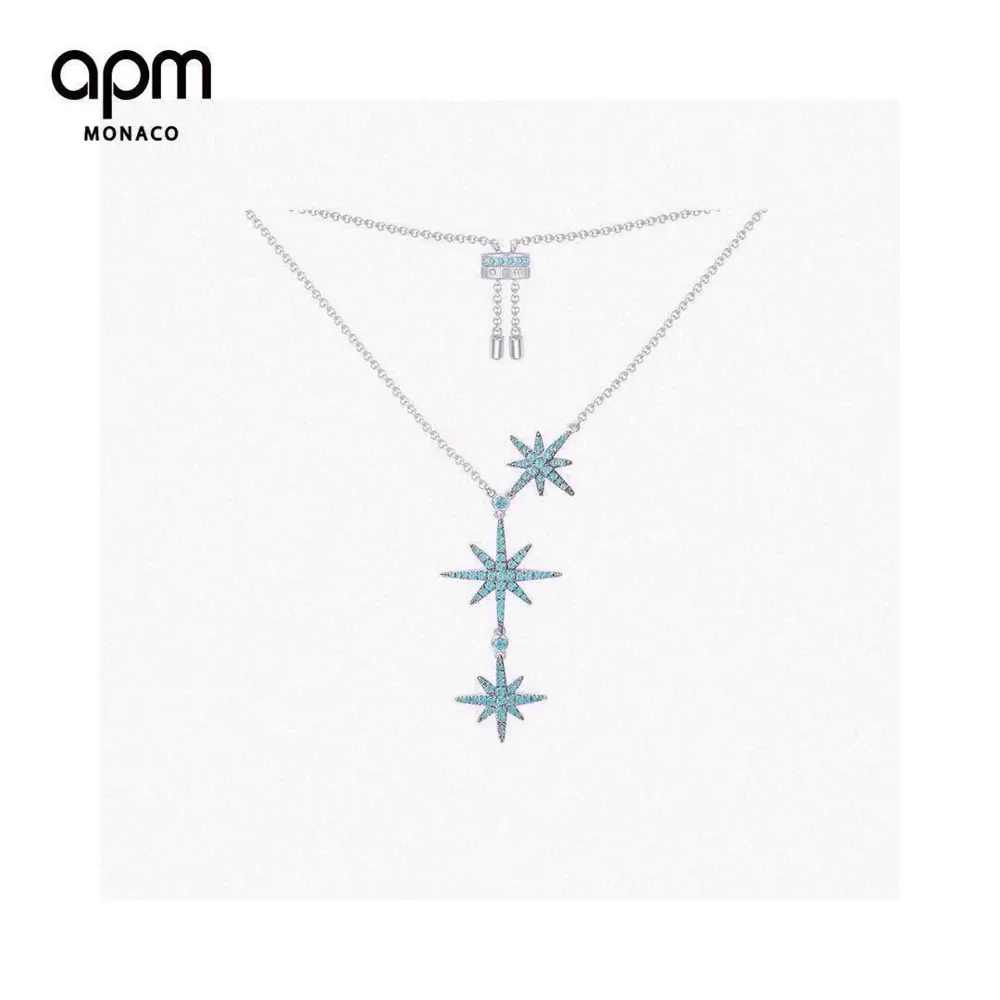 Apm monaco Lake Blue Three-Star Shooting Star Necklace Inspired by the starry sky in the
