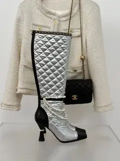 Chanel Pearl Chain High Heel Boots Series