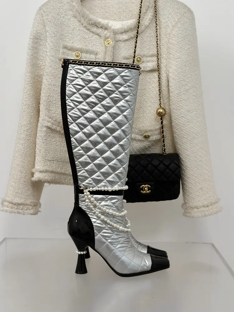 Chanel Pearl Chain High Heel Boots Series