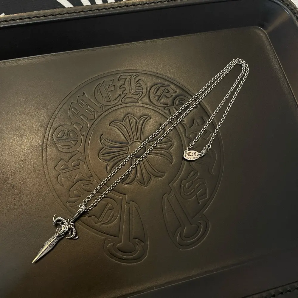 Chrome Hearts Classic Vintage Pearl Necklace Sword Pendant