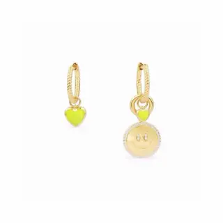 APM Monaco fluorescent yellow heart smiley face ab earrings
