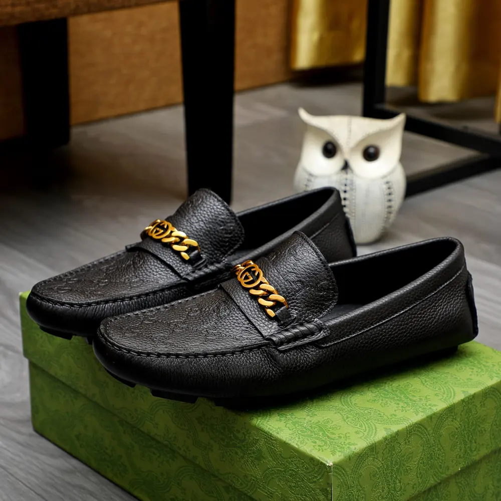 Gucci men’s fashion casual slip-on shoes Official original 1:1 mold The first layer