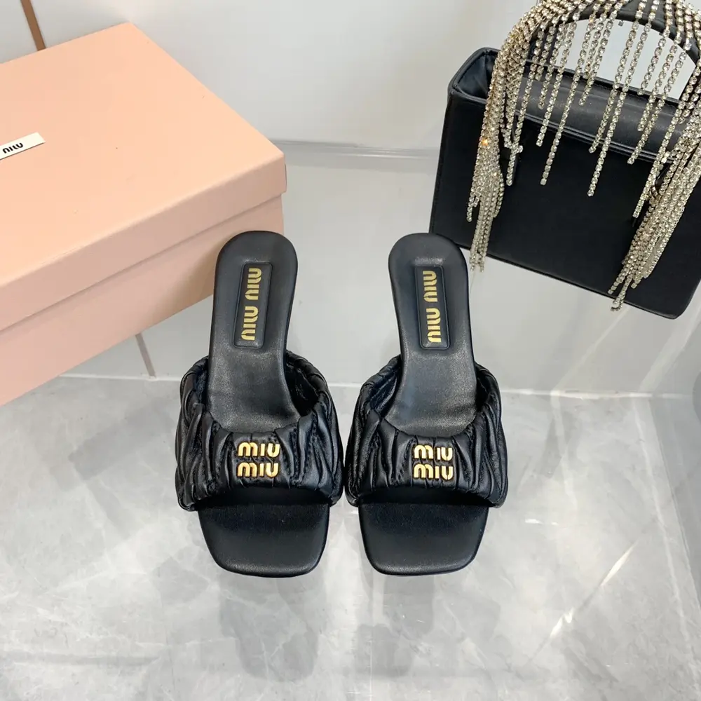 Miu Miu Miumi*2024ss new spring and summer flat lambskin sandals