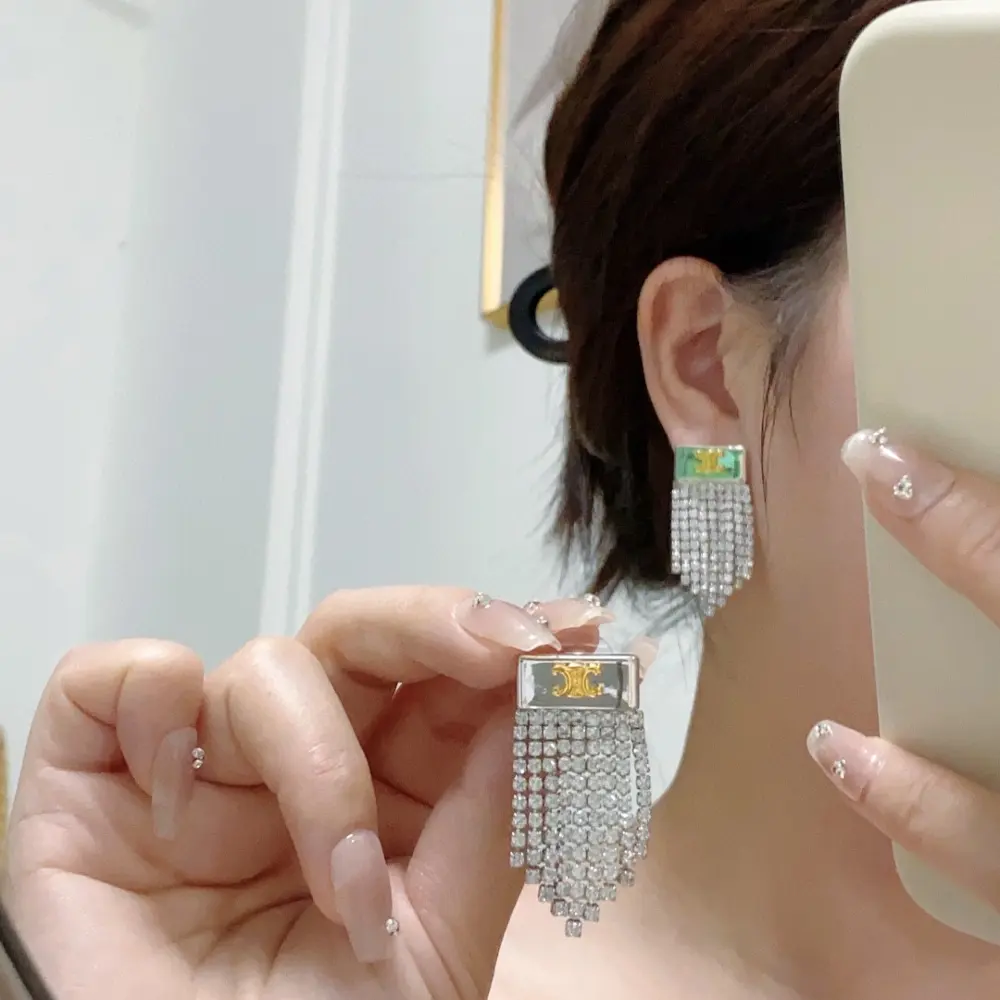 Celine Arc de Triomphe diamond tassel earrings
