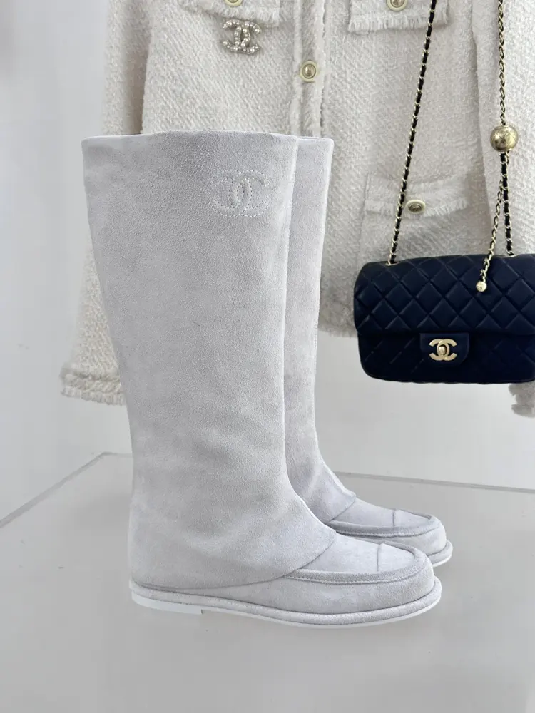 Chanel suede trouser boots