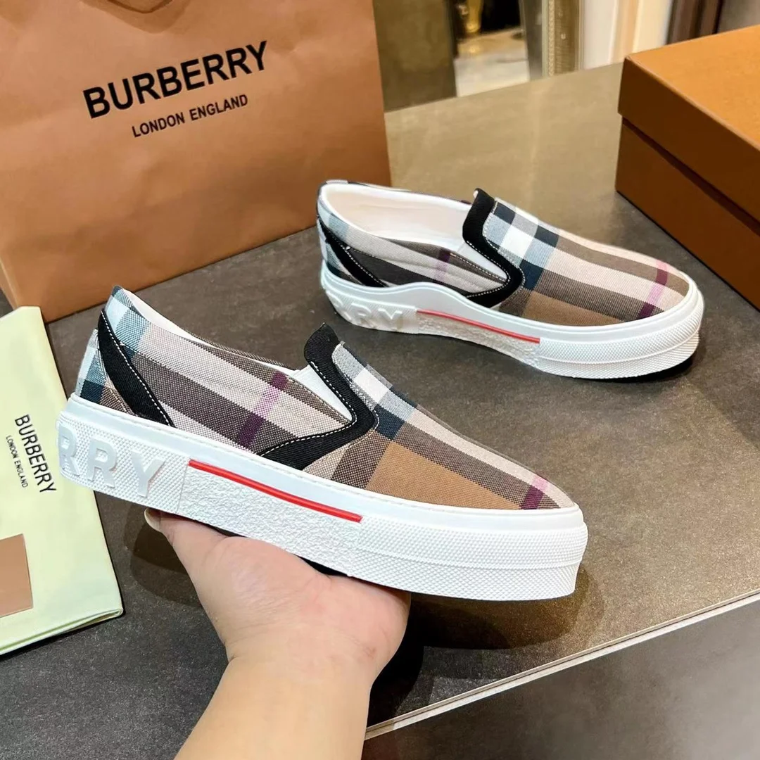 BURBERRY Retro plaid cotton sneakers