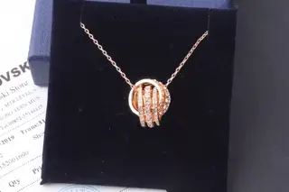 Swarovski Three Diamond Double Ring Clavicle Necklace