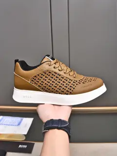 BOSS upper with embossed imported calfskin + comfortable breathable mesh lining