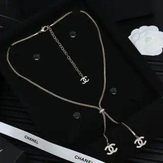 Chanel full diamond double c beautiful Chopard snake bone chain necklace