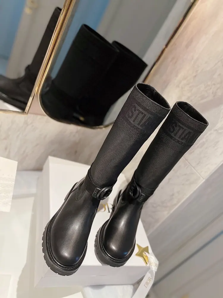 Dior colorblocked autumn and winter new style boots high-top