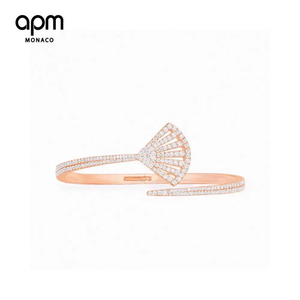 Apm monaco open pink gold silver bracelet female fan-shaped light luxury temperament