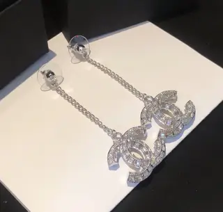 Chanel Small Chain Hoop Tassel Earrings