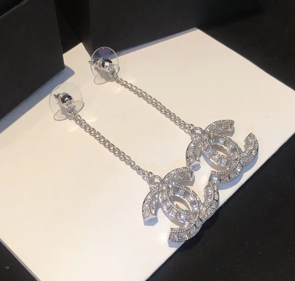 Chanel Small Chain Hoop Tassel Earrings