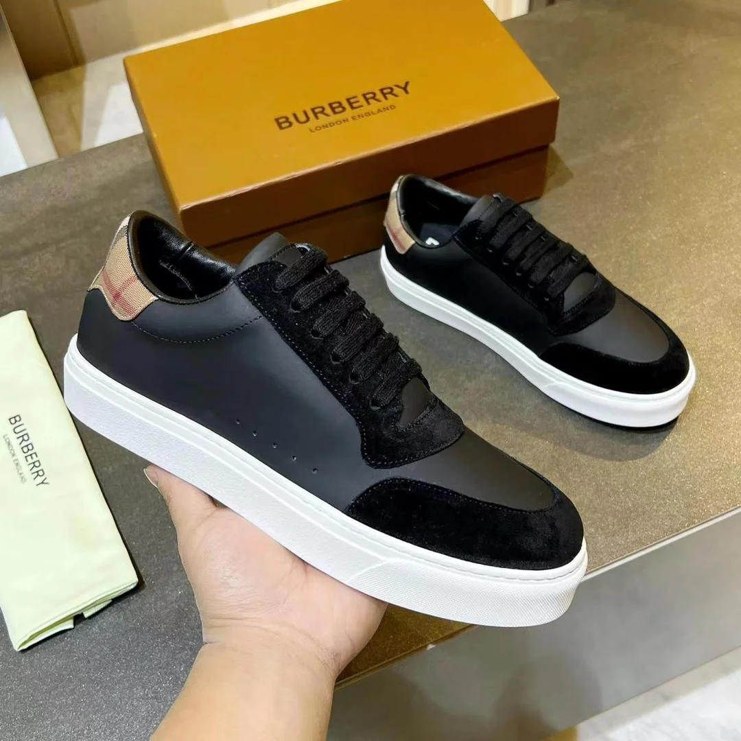 BURBERRY Retro plaid cotton sneakers