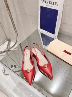Valentino 2024SS Spring/Summer new VT metal V-buckle hollow pointed toe shoes