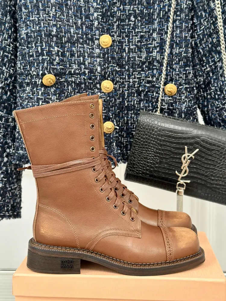 MiuMiu 24 catwalk retro motorcycle boots