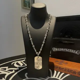 Chrome Hearts classic vintage skull cross flower ball necklace square pendant