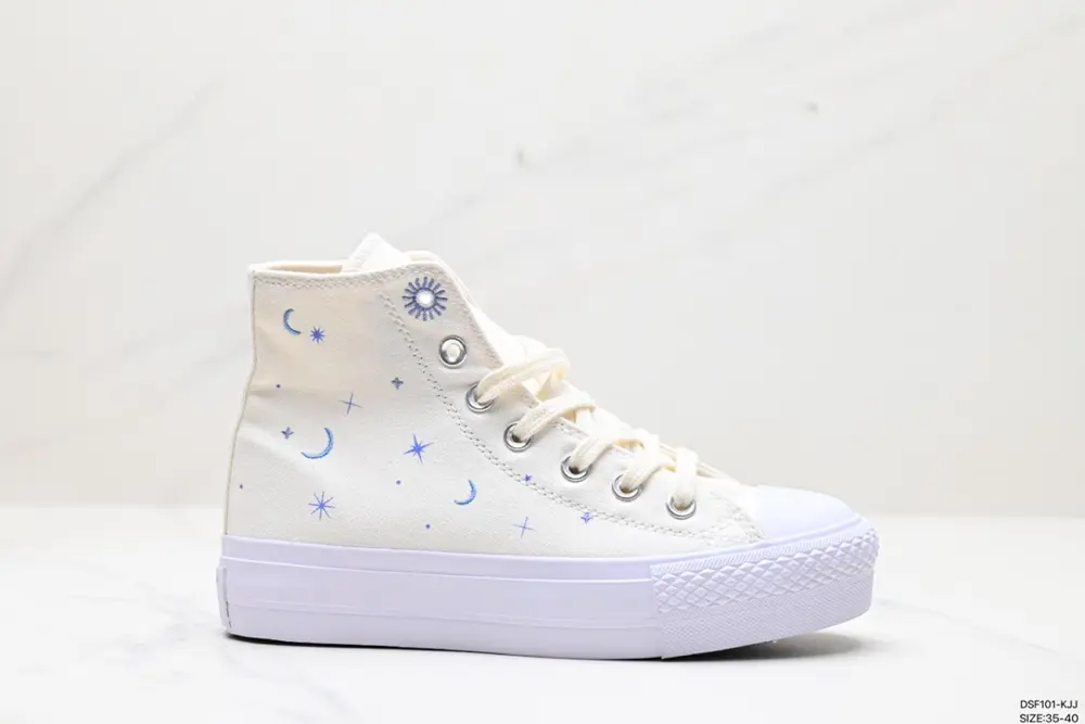 Converse Height-enhancing Thick-soled Embroidered Starry Sea Shoes 571086C