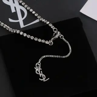 Yves Saint Laurent letter tassel full diamond necklace