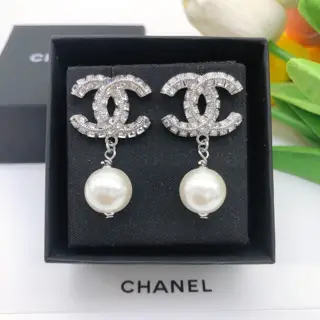Chanel silver diamond earrings