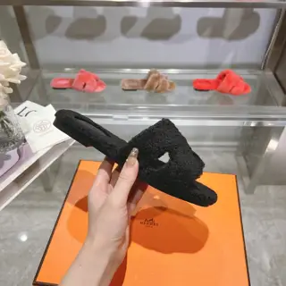 Hermès full leather rabbit fur model Shoes