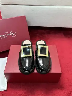 Roger Vivier Diamond Buckle Mule Slippers