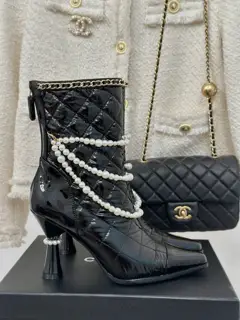 Chanel Pearl Chain High Heel Boots Series