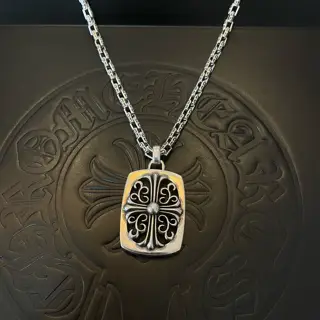 Chrome Hearts Classic Retro Cross Necklace Cross Flower Pendant Concave and convex shapes