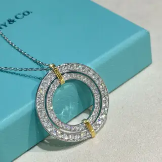 Tiffany 23C new large circle full diamond color necklace simple and elegant versatile no