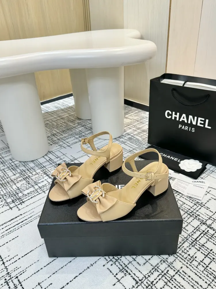 Chanel Bow Rhinestone Slippers Sandals